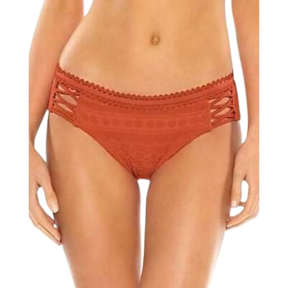 BECCA Crochet Cutout Color Play Hipster Bikini Swim Bottom Clay Coral NWT XS